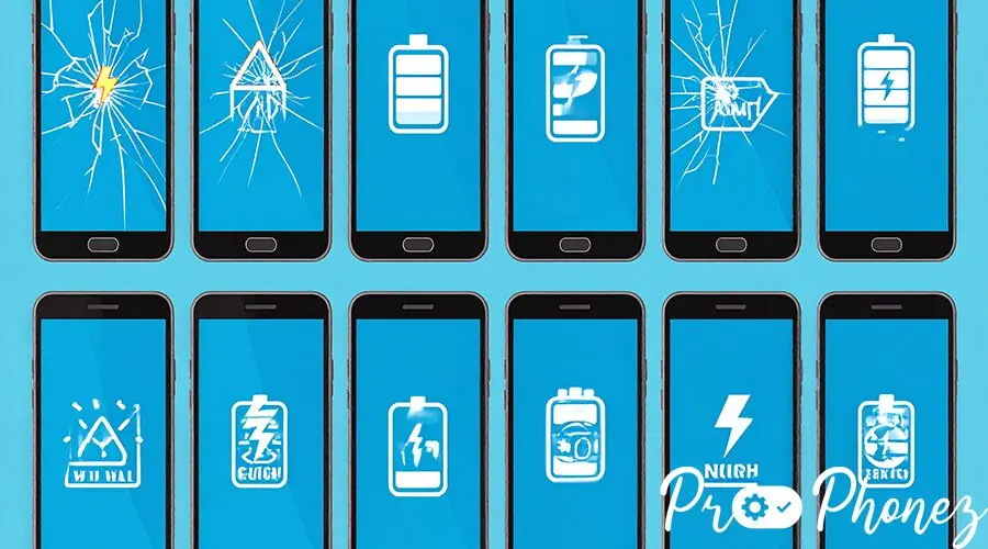 Firefly_Multiple iPhones displaying different problems- cracked screen, battery warning, no s 216451 Firefly_Multiple iPhones displaying different problems- cracked screen, battery warning, no s 216451