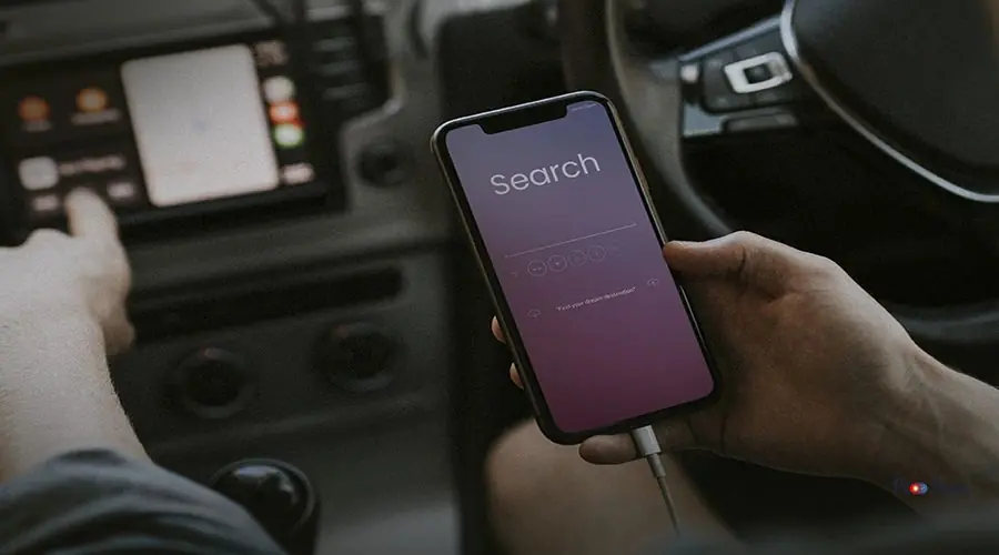 Search on smartphone screen mockup Search on smartphone screen mockup