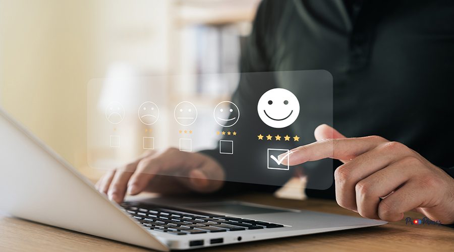 Customer Satisfaction Survey concept, 5-star satisfaction, service experience rating online application, customer evaluation product service quality, satisfaction feedback review, good quality most.