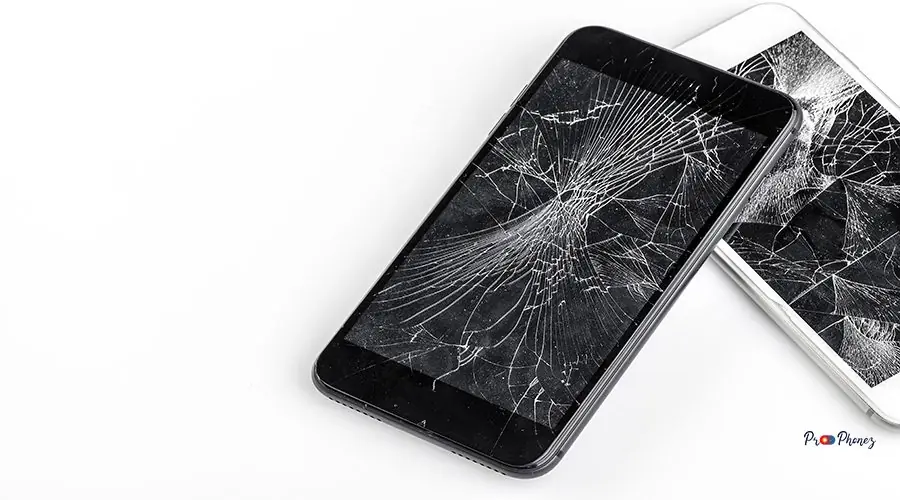 Mobile phone with broken screen Mobile phone with broken screen