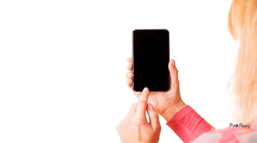 Mockup for person using mobile phone, photo isolated on white