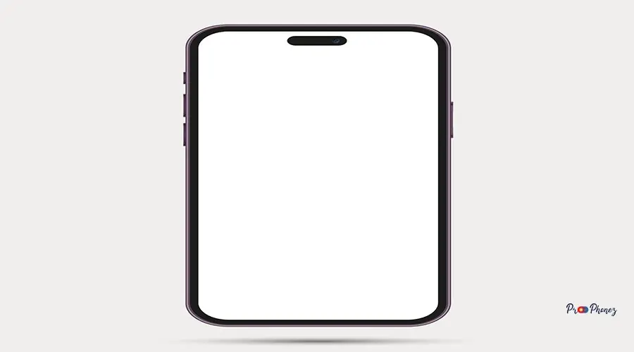 Realistic front view smartphone mockup. Mobile phone purple frame with blank white display isolated on background. Vector device template iphone 12 battery replacement