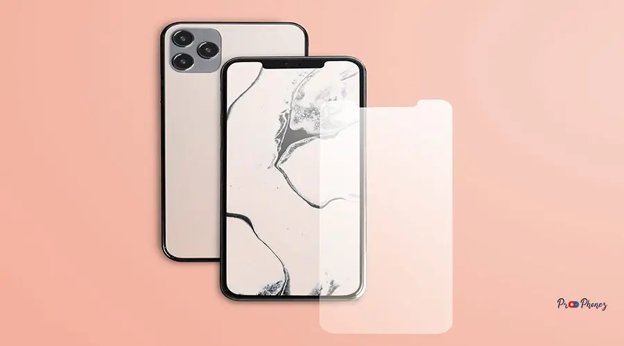 Rose gold marble phone with blank screen on peach background iphone 13 back glass replacement