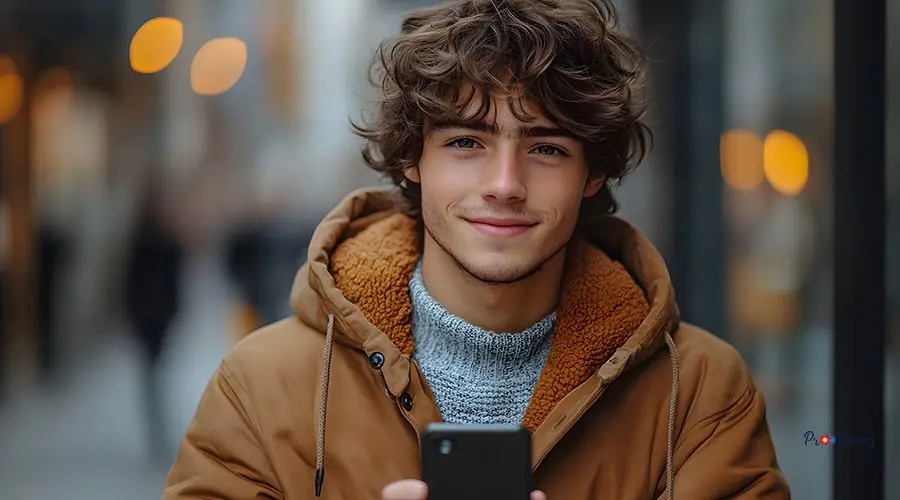 A young creator holding a smartphone while reacting to comments A young creator holding a smartphone while reacting to comments