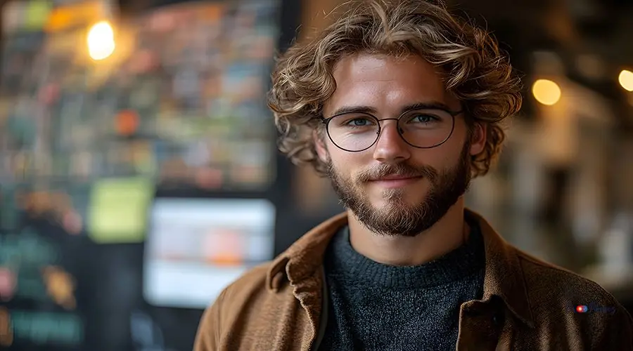 young coder using smartphone to test mobile marketing app, tech- cracked iphone screen